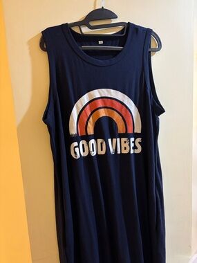 Good Vibes Women’s XL Tee Shirt Maxi Dress Sleeveless Beach